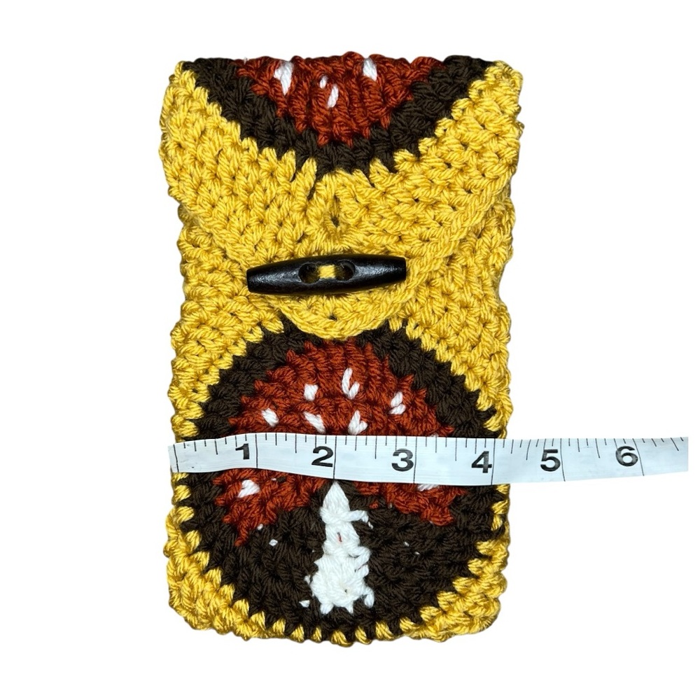 HANDMADE Crocheted Toadstool Granny Square Phone Cover Pouch - Picture 4 of 6